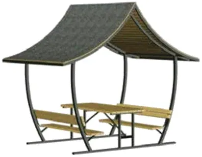 PM 08 Çatılı Piknik Masası — Piknik Masaları, Park Misa katalog sayfası ve teknik ölçüleri
